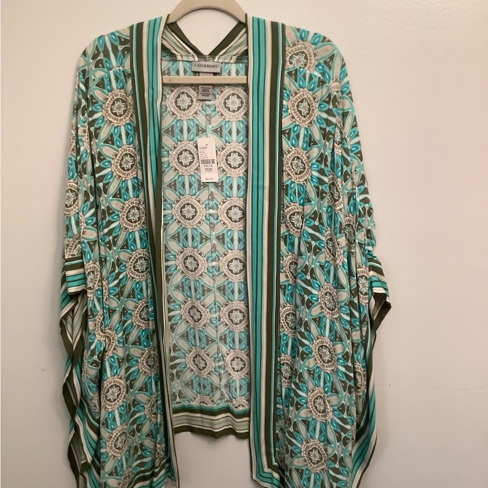 Catherines Teal and Olive Patterned Cardigan